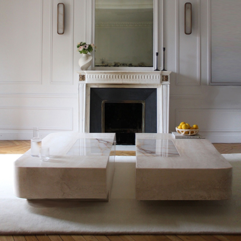Travertine with Onyx Coffee Table